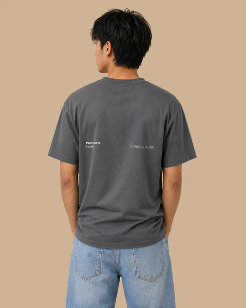Back view of the Always Late Still Ahead shadow oversized Cabeça Dura T-shirt