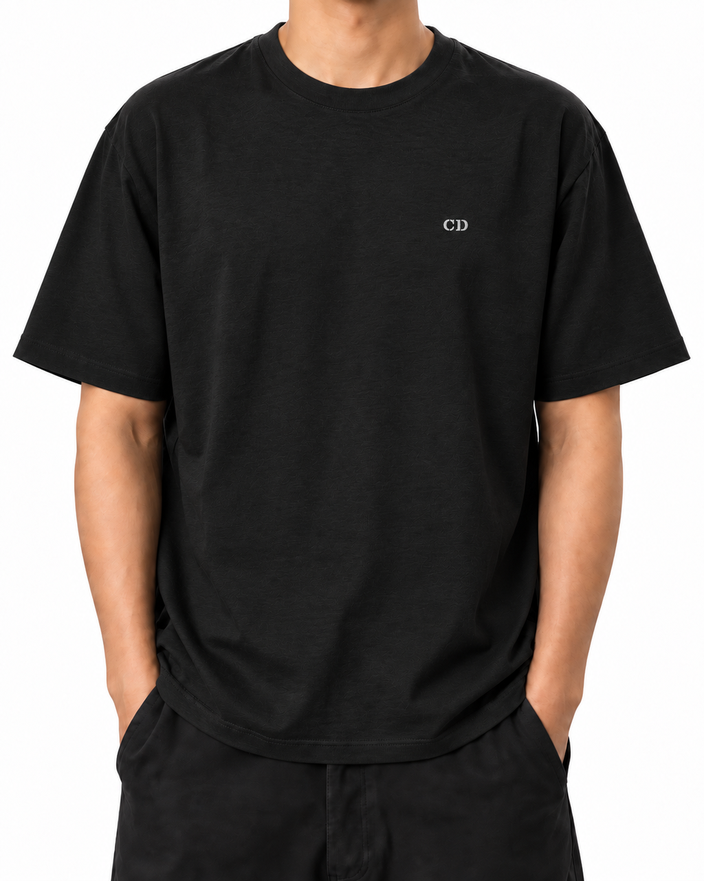 Arguing With Me Builds Character — Black — Stella Embroidered Black worn front on white