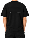 Camiseta Always Late Still Ahead — Black, pessoa A, vista traseira; simulação da arte original