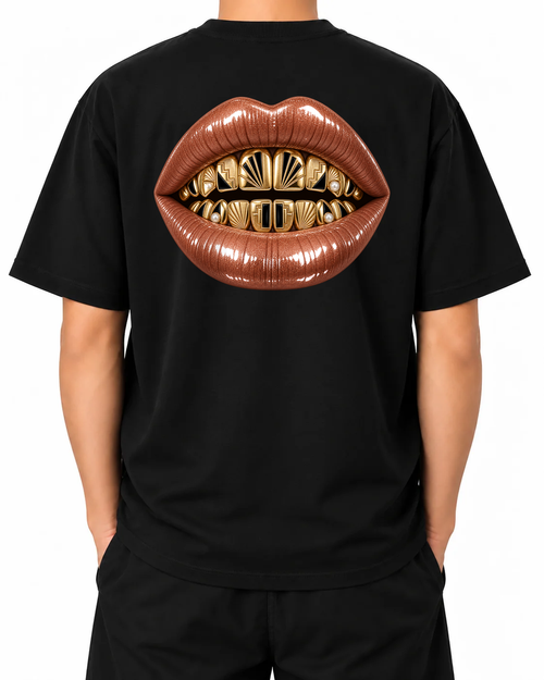 Gilded Vice T-Shirt — Black, model A wearing the T-shirt, back view on a white background.