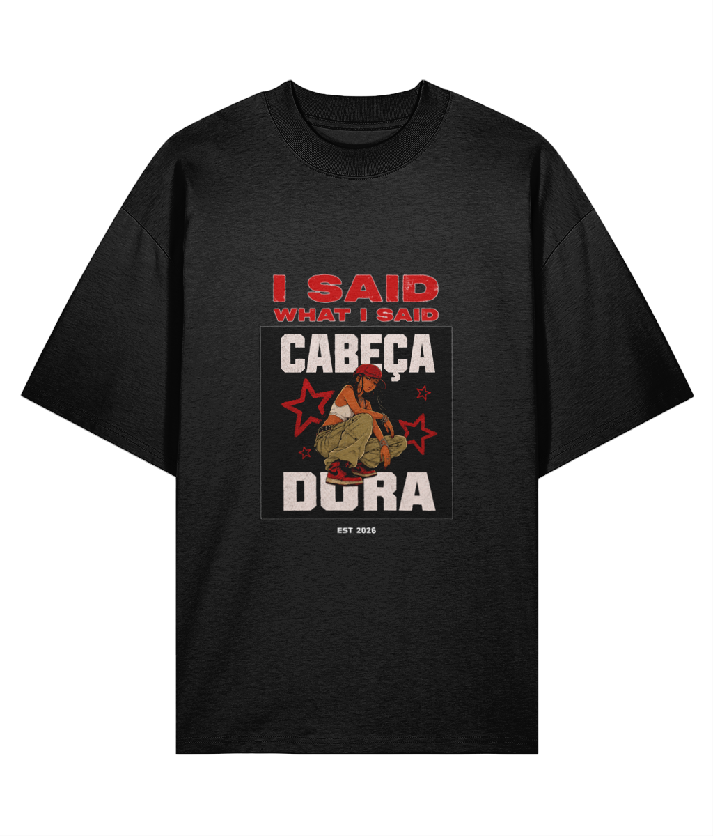 I Said What I Said Oversized-T-Shirt in Black, flache Vorderansicht des Lieferanten mit mittig platziertem Originalmotiv