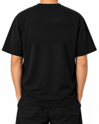 I Said What I Said Oversized-T-Shirt in Black, Model B von hinten, Mock-up der unbedruckten Rückseite
