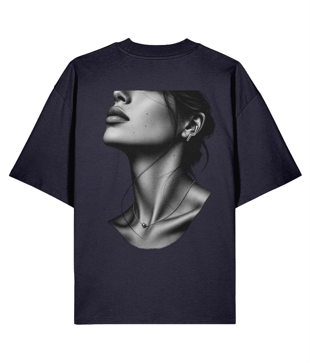 Augusta Silver Profile T-Shirt — French Navy, back view with the large original Silver Profile portrait.