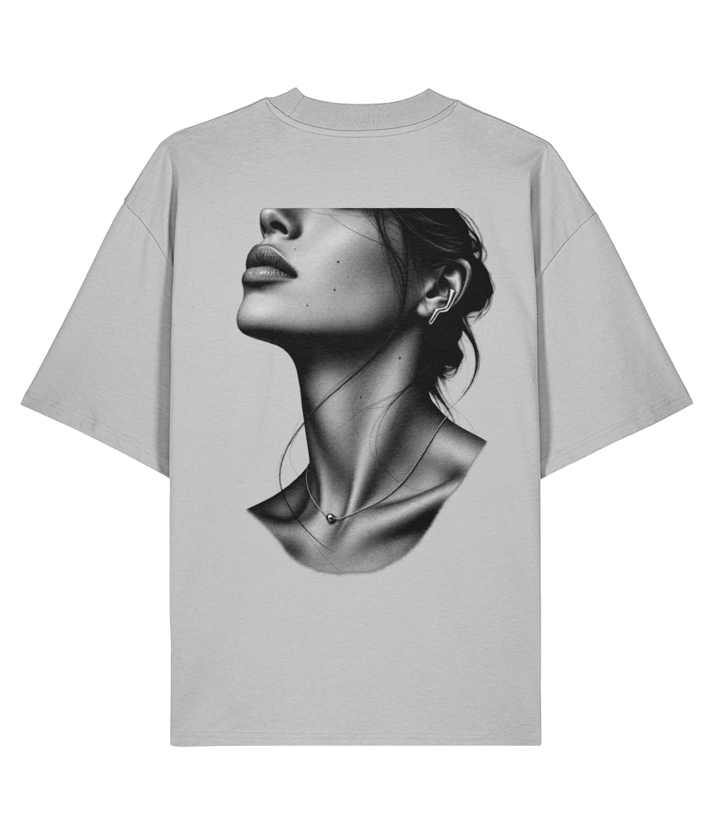 T-shirt Augusta Silver Profile — Heather Grey, vista dal retro con il grande ritratto originale Silver Profile