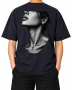 Silver Profile T-Shirt — French Navy, model A wearing the T-shirt, back view on a white background.