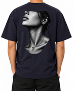Silver Profile T-Shirt — French Navy, model B wearing the T-shirt, back view on a white background.