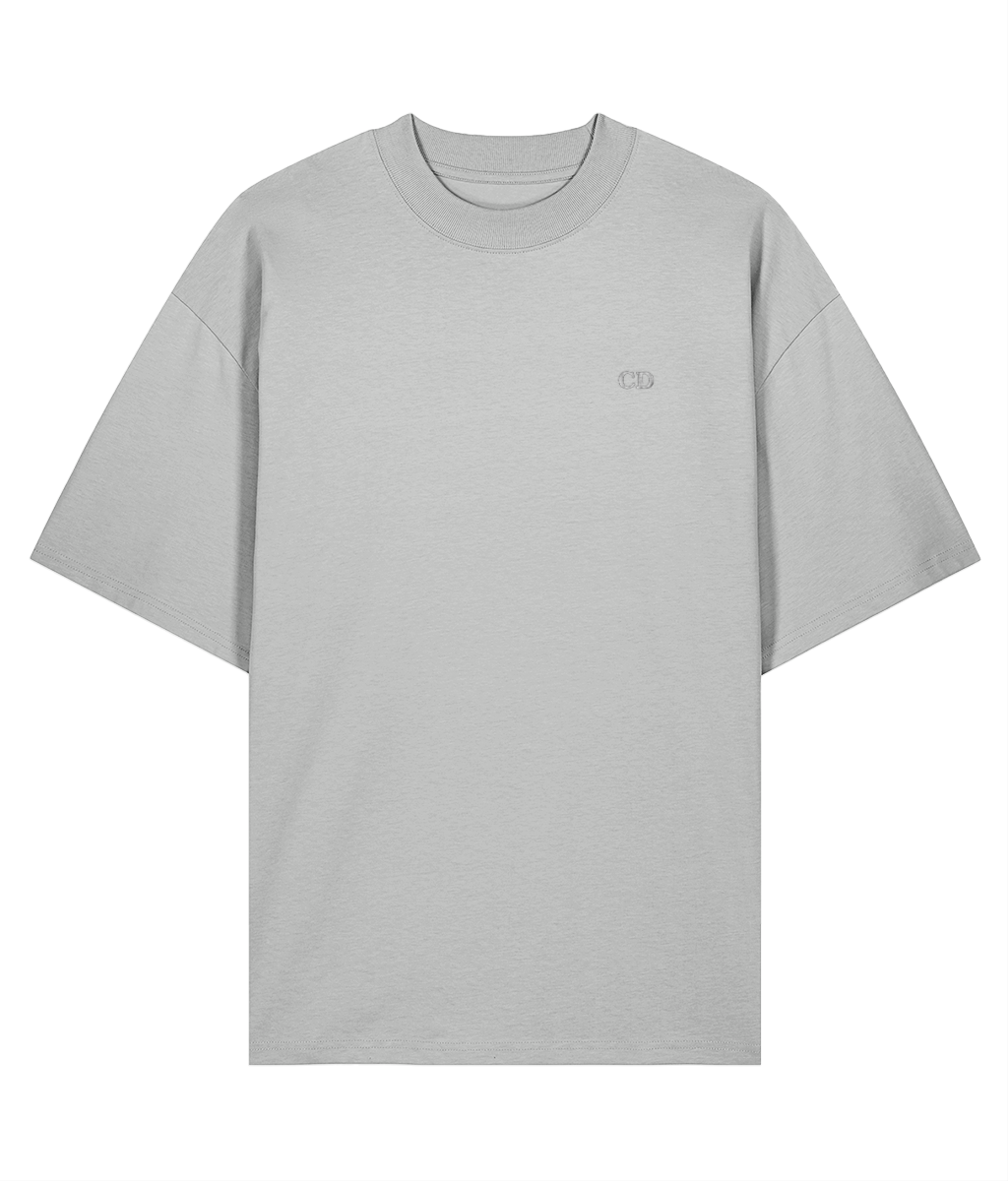 T-shirt Augusta Soft Power — Heather Grey, vista frontale con piccolo ricamo CD White sul petto a sinistra