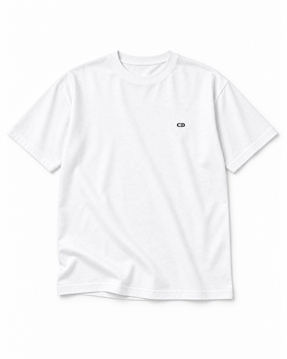 White Augusta CD T-shirt arranged on a white studio surface