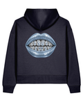 Cold Fortune Boxy Hoodie — French Navy, back view.