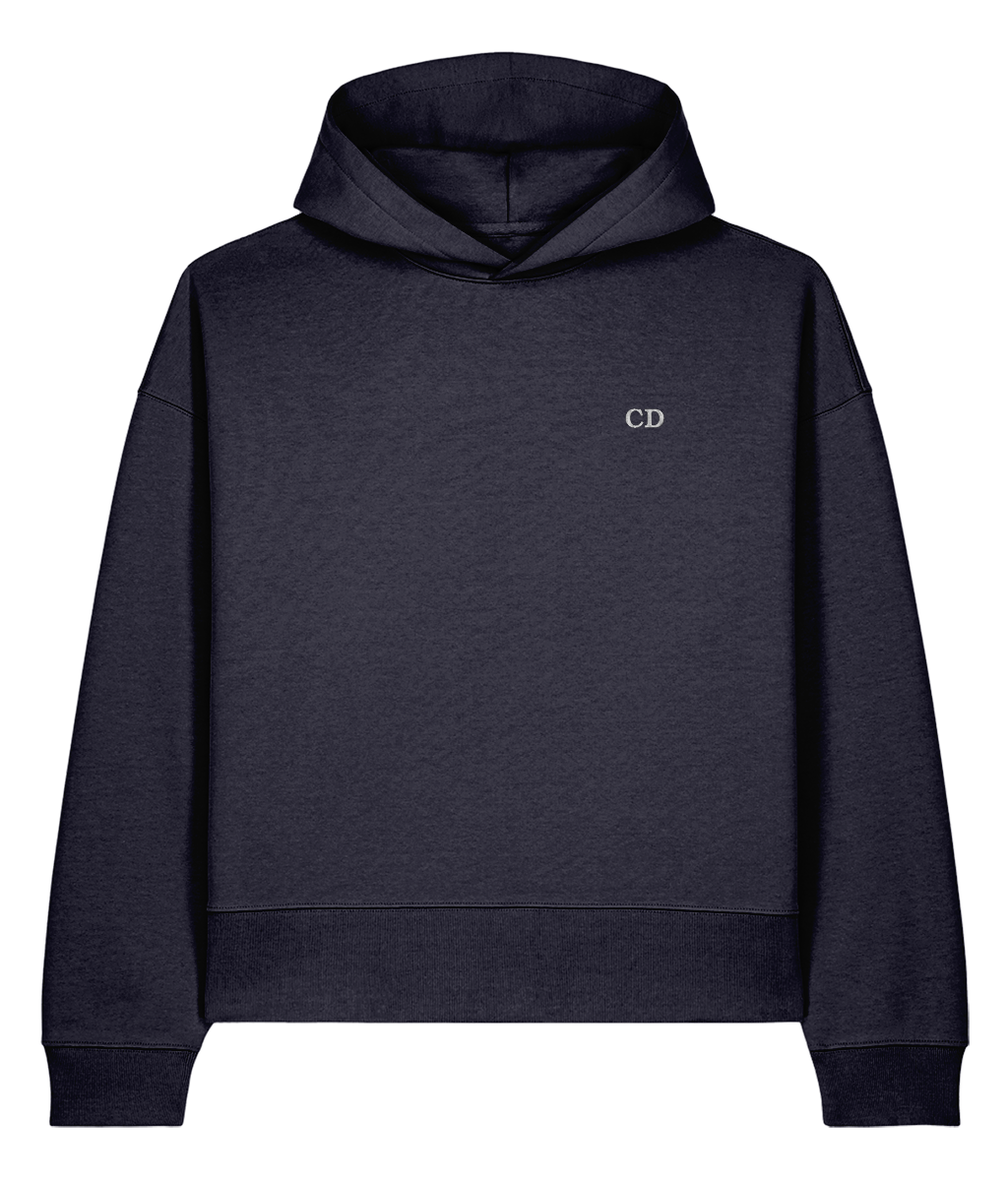 Cold Fortune Voicer Boxy-Kapuzenpullover in French Navy, Vorderansicht
