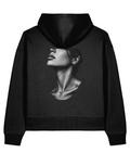 Silver Profile Boxy Hoodie — Black, back view.