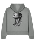 Silver Profile Boxy Hoodie — Misty Grey, back view.
