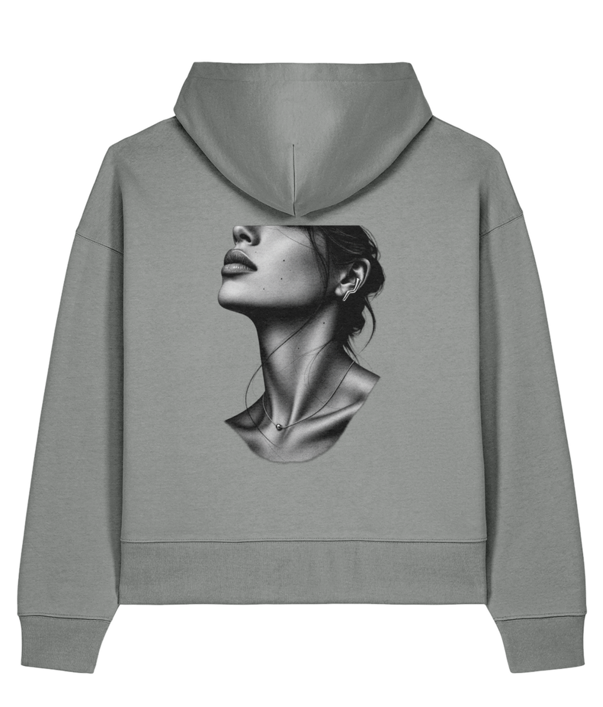 Silver Profile Boxy-Kapuzenpullover — Misty Grey, Rückansicht