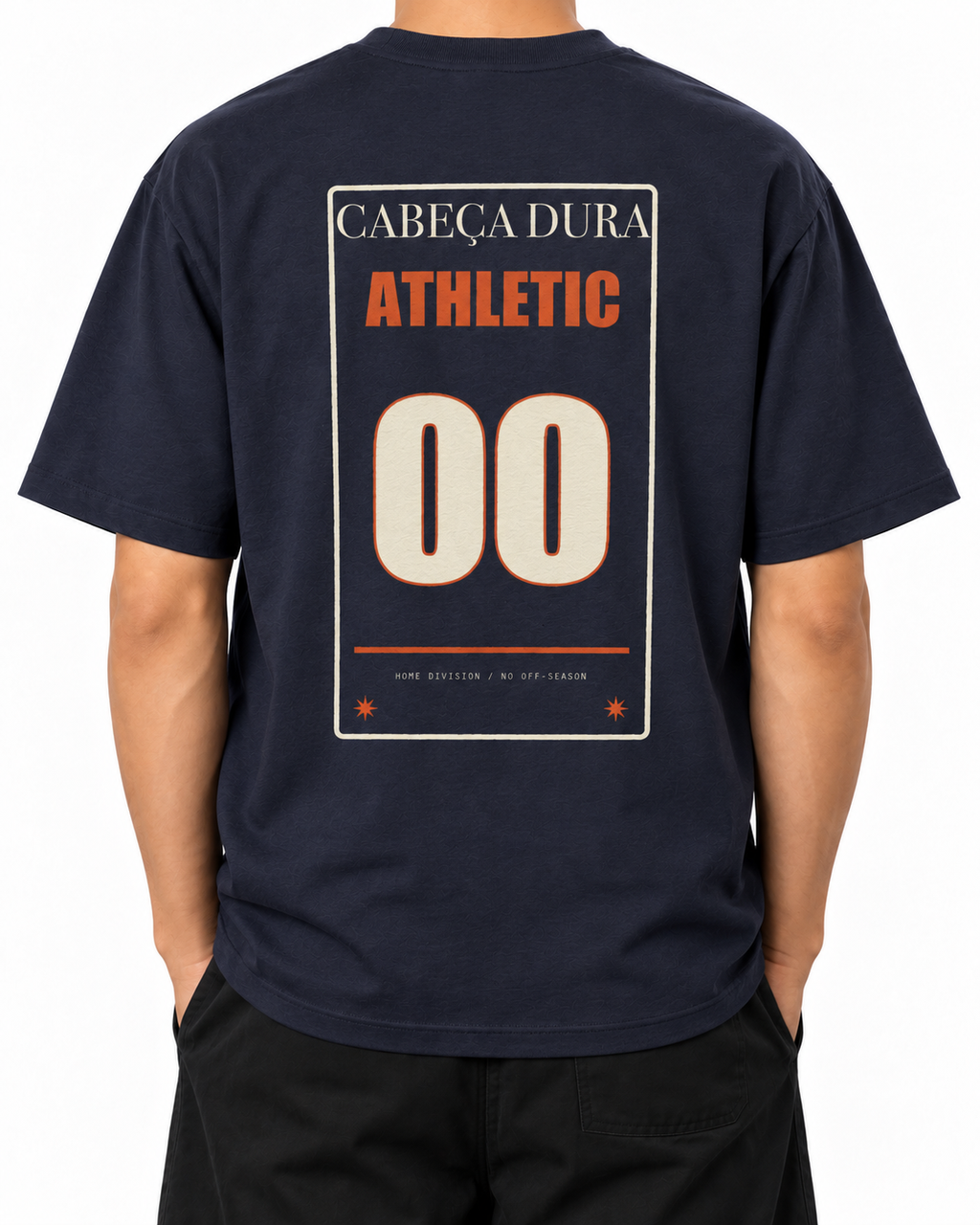 Cabeça Dura Athletic — French Navy — Stella Embroidered worn back on white