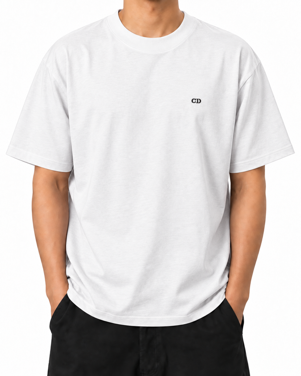 Cabeça Dura — White — Stella Embroidered White worn front on white