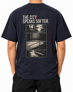 City — French Navy — Stella Embroidered worn back on white