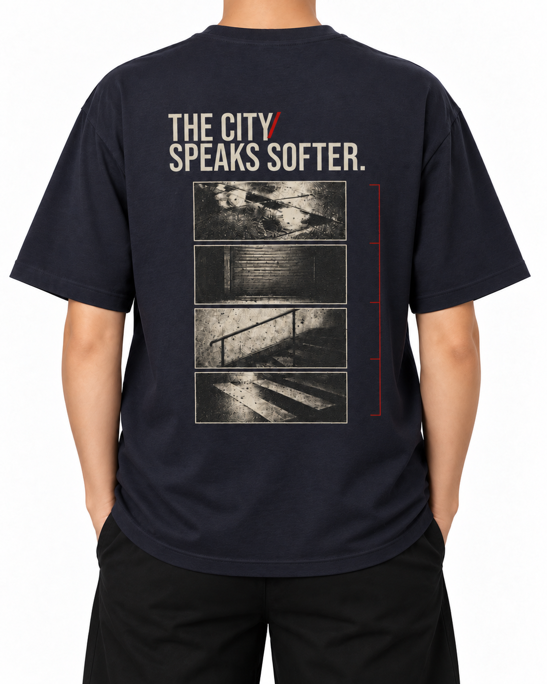 City — French Navy — Stella Embroidered woman worn back on white