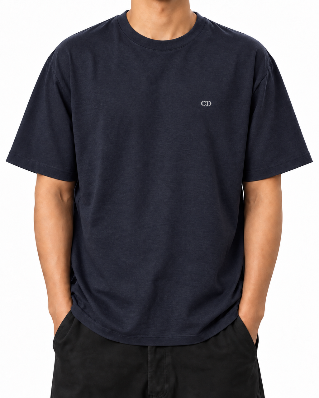 City — French Navy — Stella Embroidered French Navy worn front on white