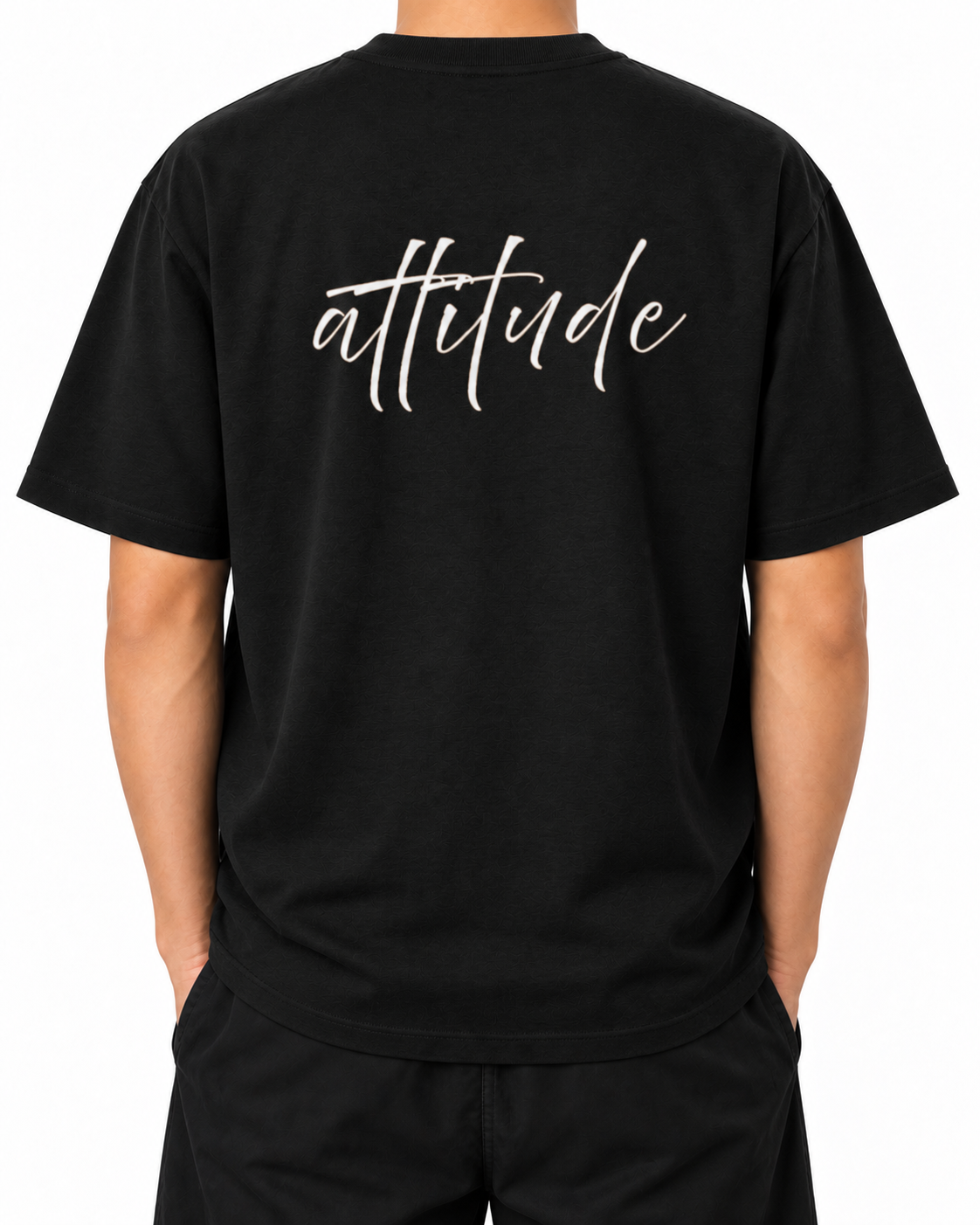 Elite Attitude — Black — Stella Embroidered worn back on white