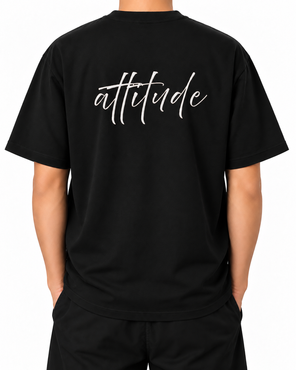 Elite Attitude — Black — Stella Embroidered woman worn back on white