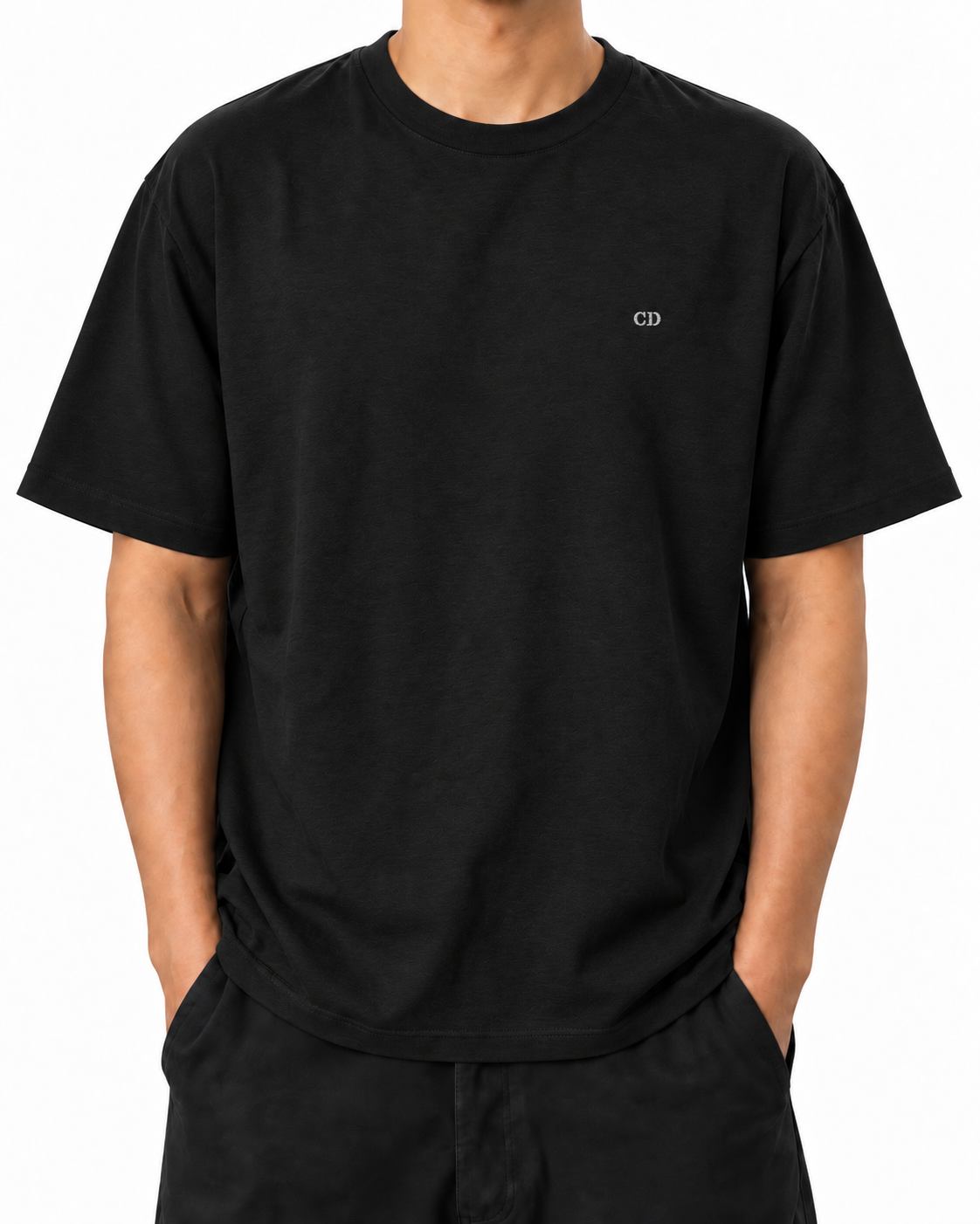 Elite Attitude — Black — Stella Embroidered Black worn front on white