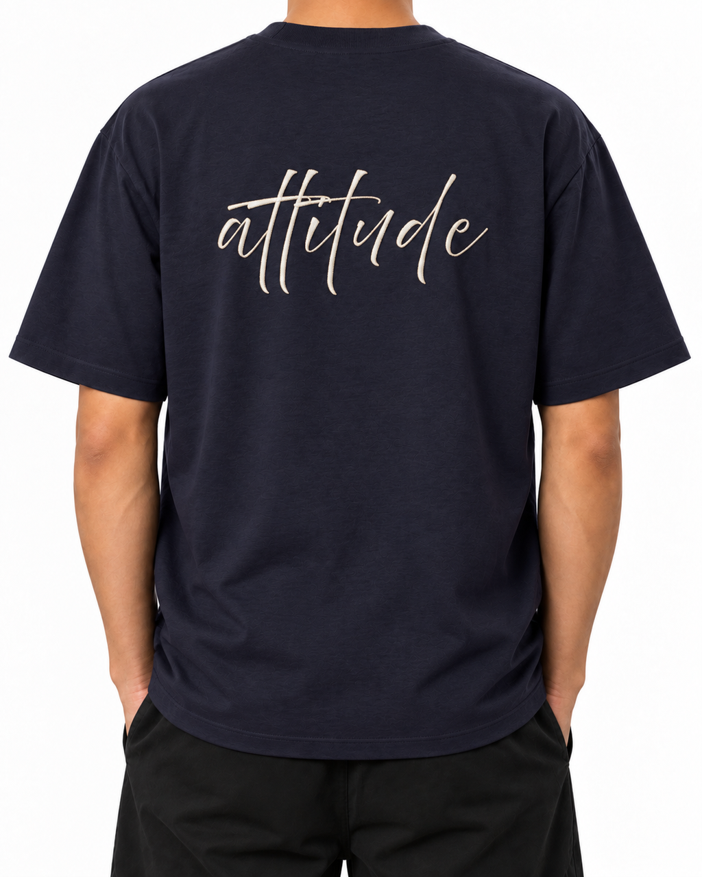 Elite Attitude — French Navy — Stella Embroidered worn back on white