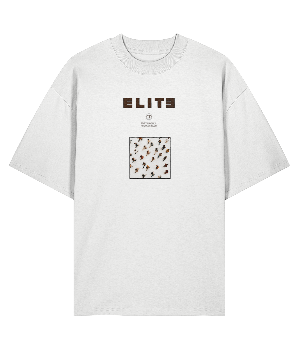 Elite Attitude Graphic — camiseta oversized de 200 GSM em White, vista frontal