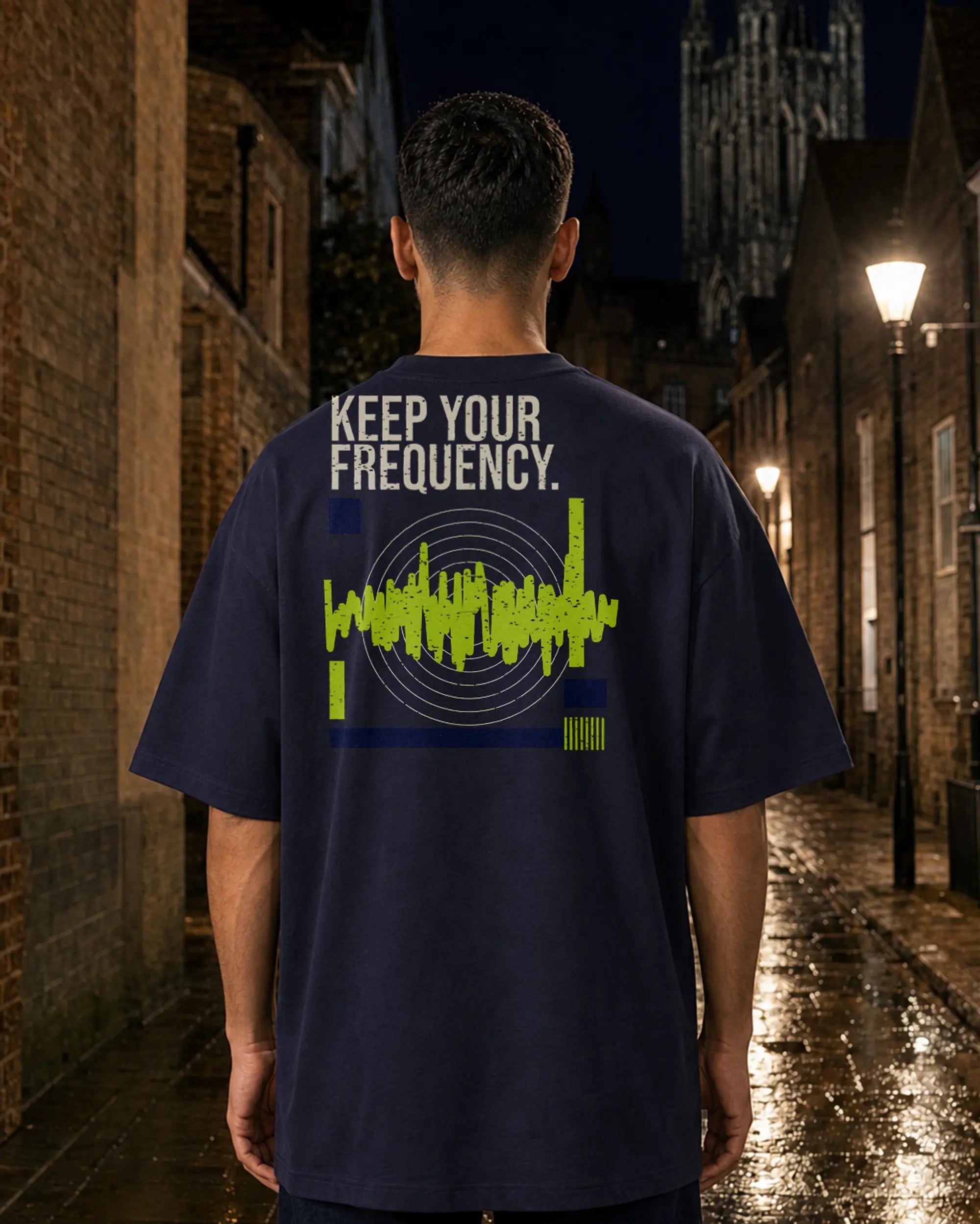 Cabeça Dura Frequency French Navy — men's back, nighttime | augusta-mode-night augusta-gender-men augusta-view-back augusta-color-french-navy