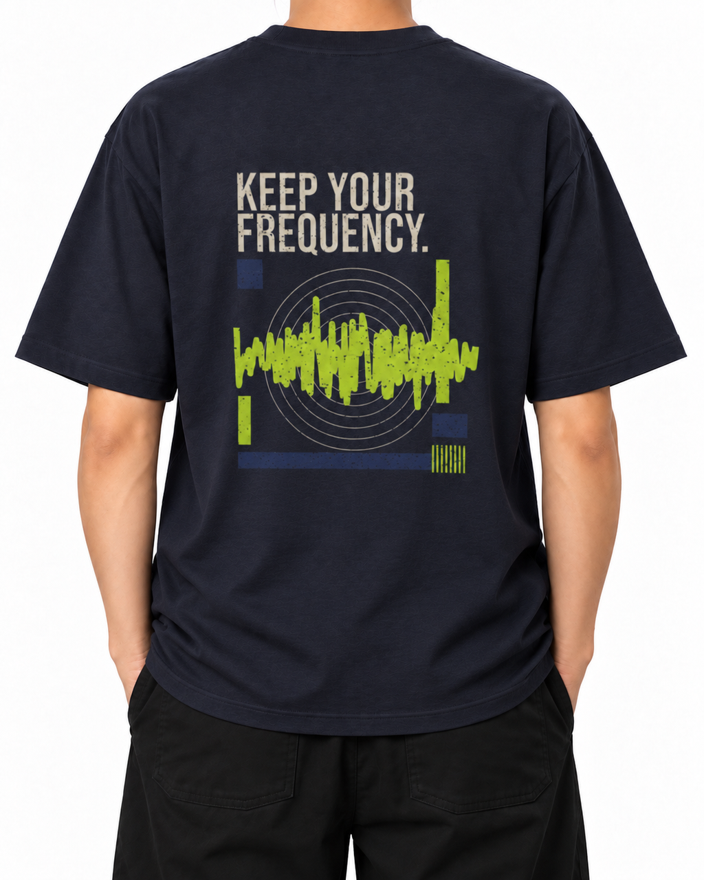 Frequency — French Navy — Stella Embroidered woman worn back on white
