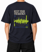 Frequency — French Navy — Stella Embroidered woman worn back on white