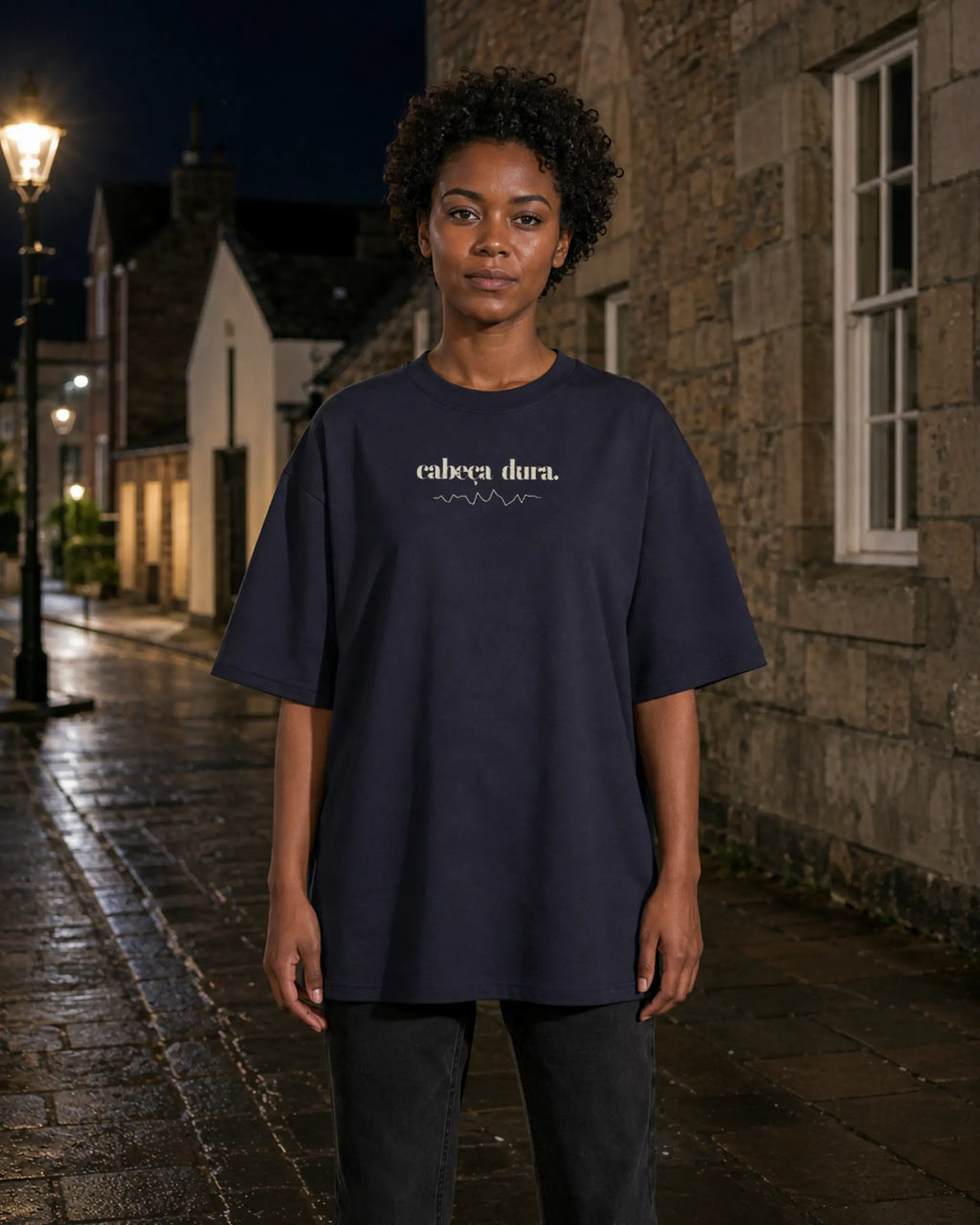 Cabeça Dura Frequency French Navy — women's front, nighttime | augusta-mode-night augusta-gender-women augusta-view-front augusta-color-french-navy