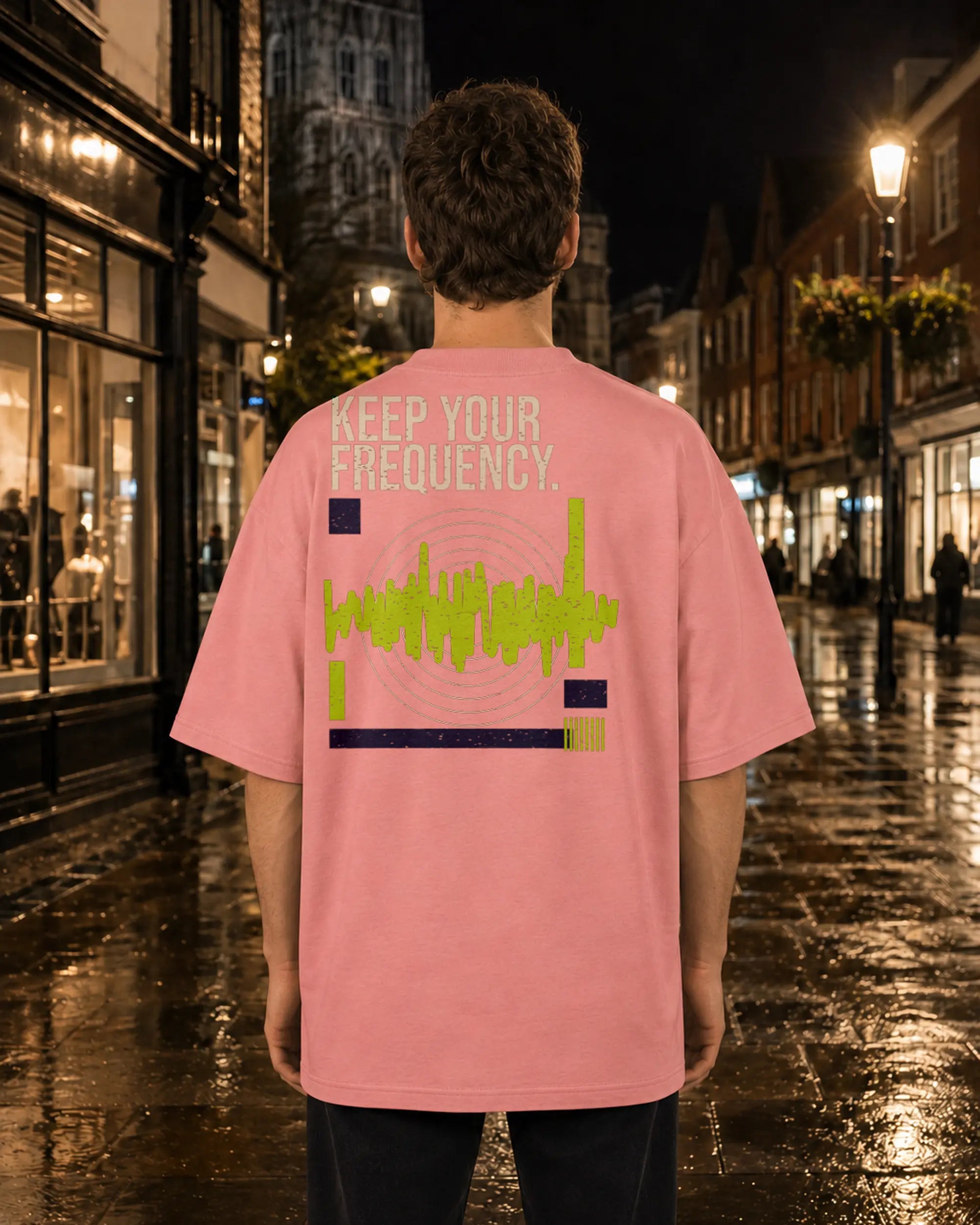 Cabeça Dura Frequency Pink Joy — men's back, nighttime | augusta-mode-night augusta-gender-men augusta-view-back augusta-color-pink-joy