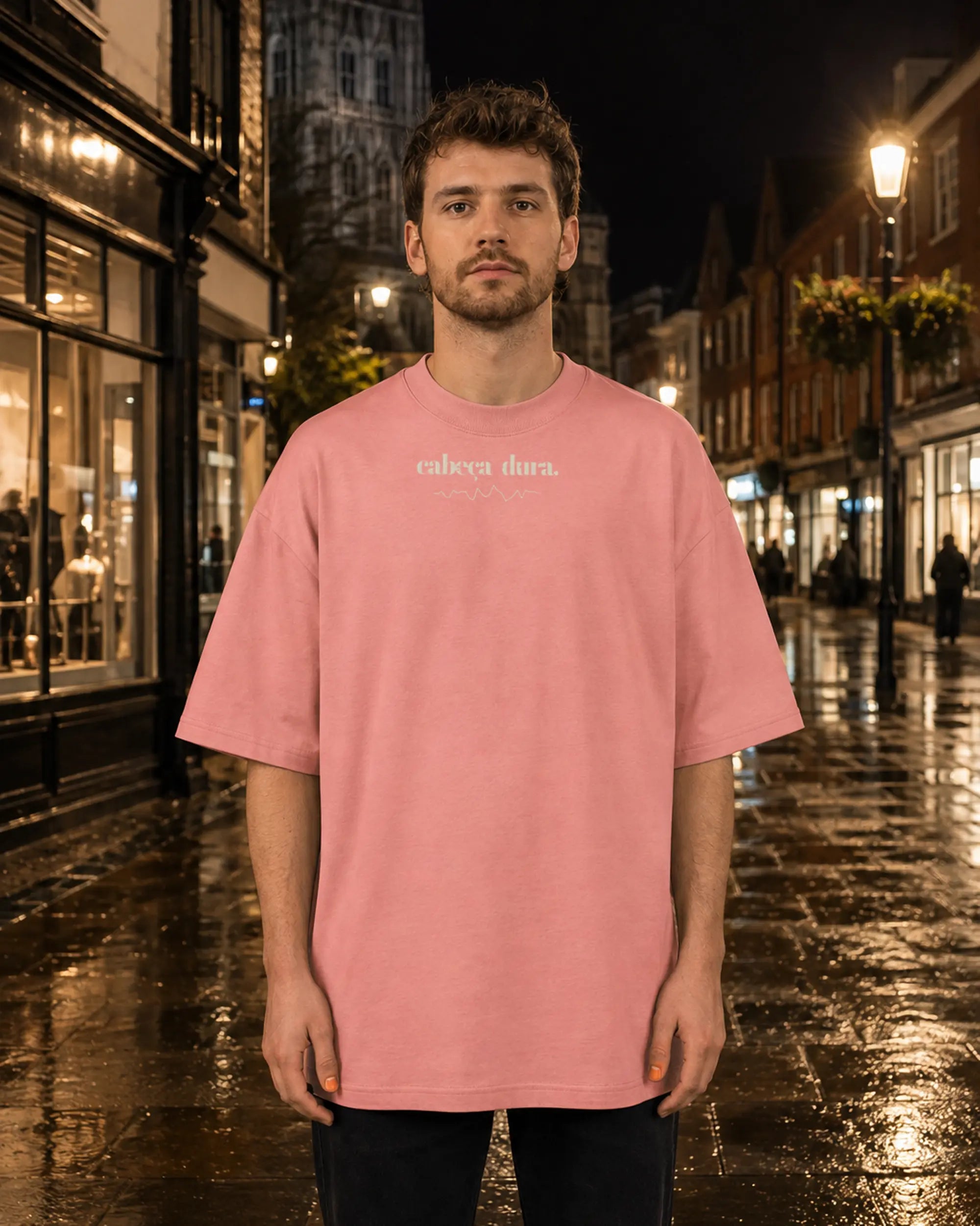 Cabeça Dura Frequency Pink Joy — men's front, nighttime | augusta-mode-night augusta-gender-men augusta-view-front augusta-color-pink-joy