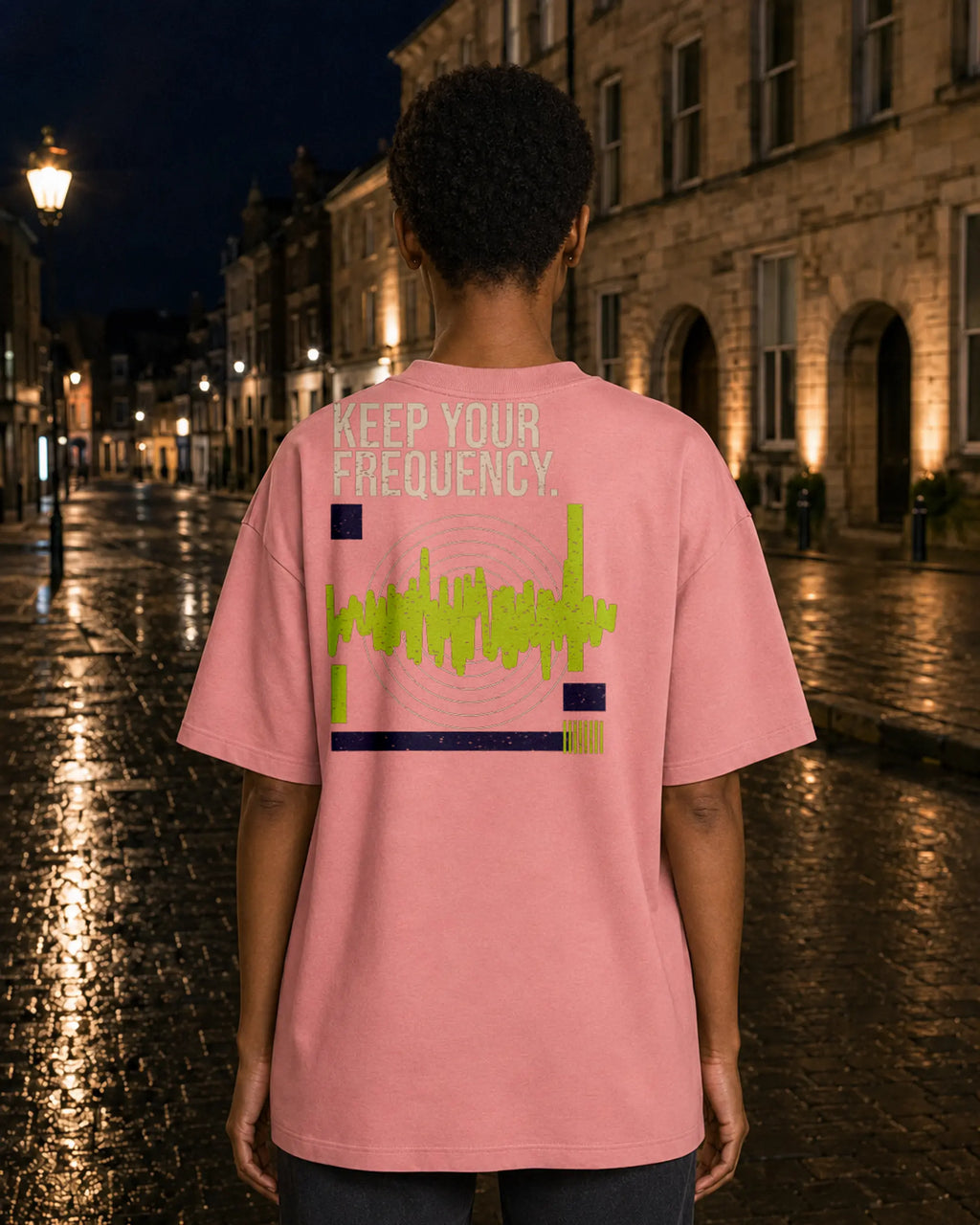Cabeça Dura Frequency Pink Joy — women's back, nighttime | augusta-mode-night augusta-gender-women augusta-view-back augusta-color-pink-joy