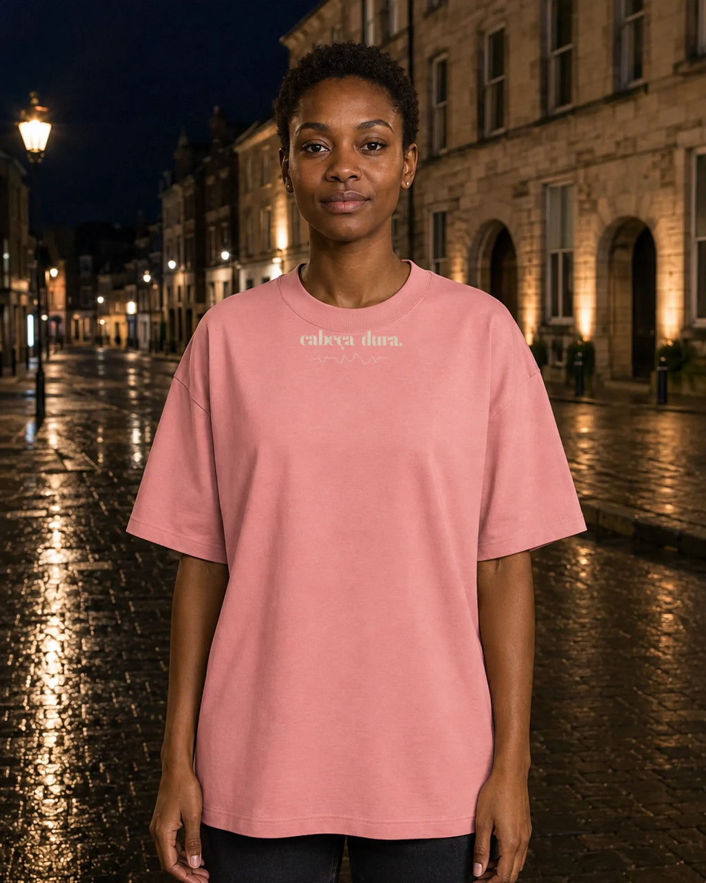 Cabeça Dura Frequency Pink Joy — women's front, nighttime | augusta-mode-night augusta-gender-women augusta-view-front augusta-color-pink-joy
