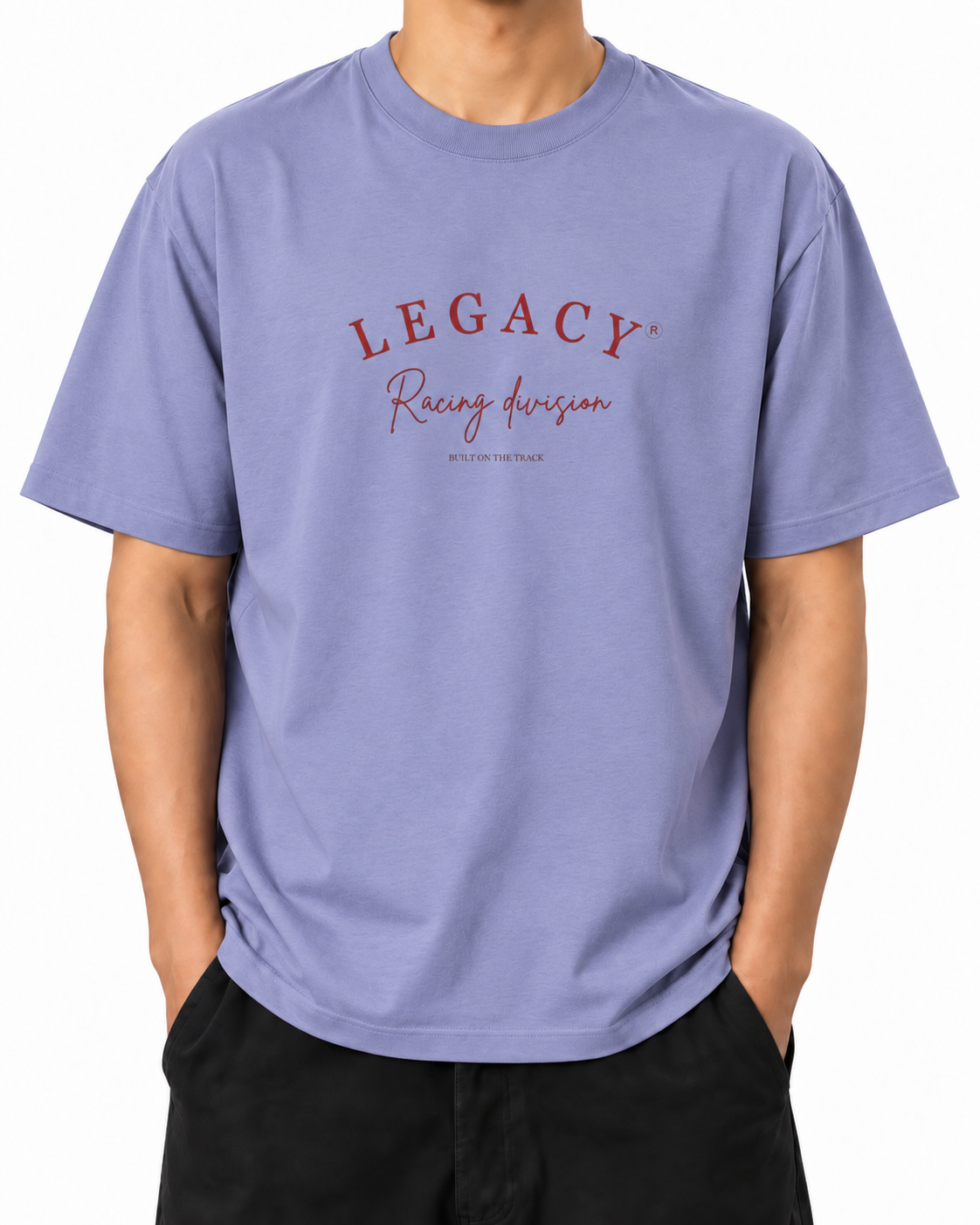 Legacy Racing Division · 200 GSM Violet worn front on white