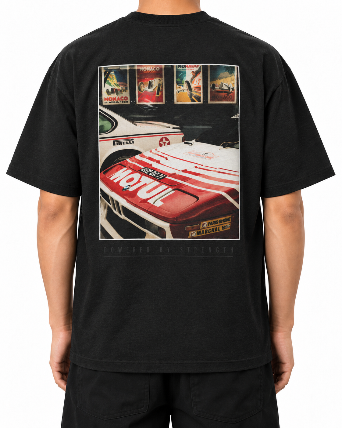 Legacy Racing Division — Black — Stella Embroidered worn back on white