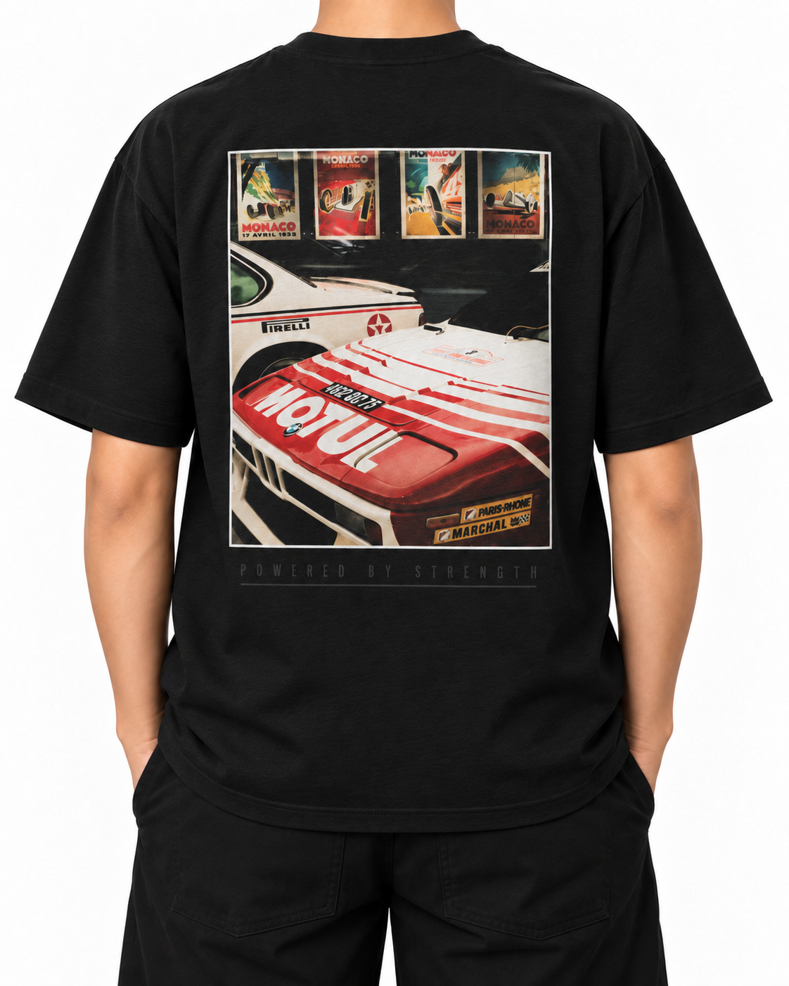 Legacy Racing Division — Black — Stella Embroidered woman worn back on white