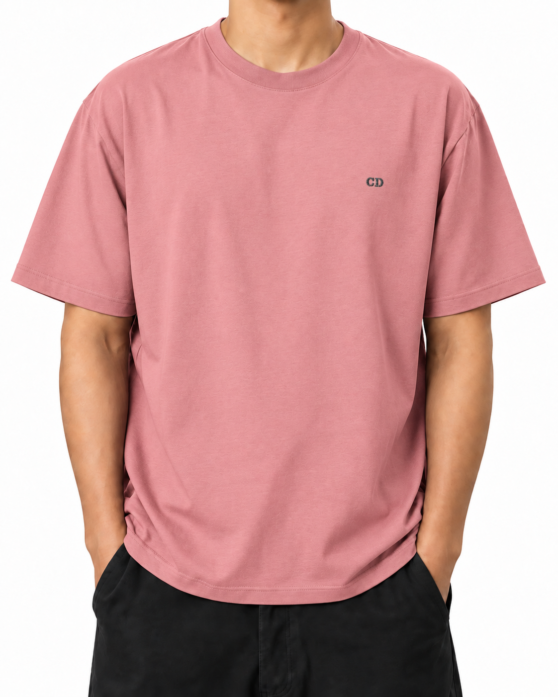 People’s Club — Pink Joy — Stella Embroidered Pink Joy worn front on white