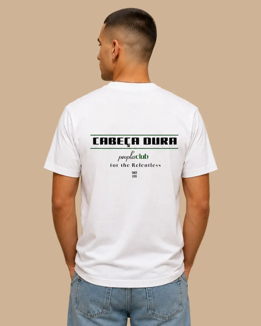 Back view of the People's Club white oversized Cabeça Dura T-shirt by Augusta Store