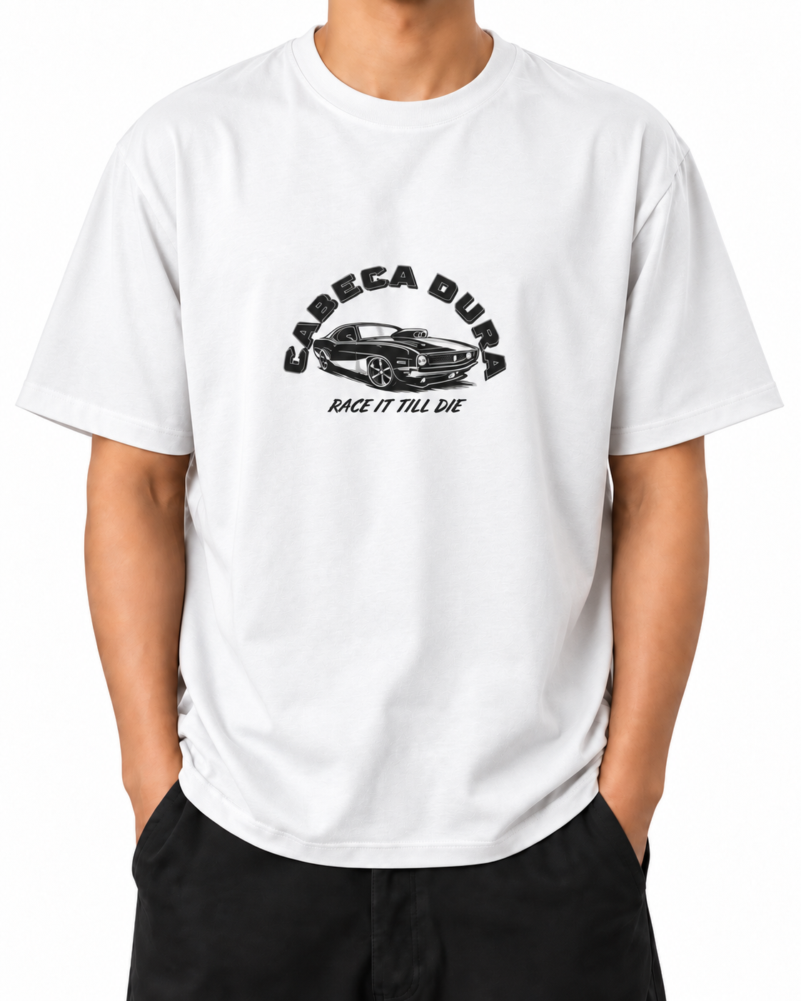 Race Till Die · 240 GSM White worn front on white