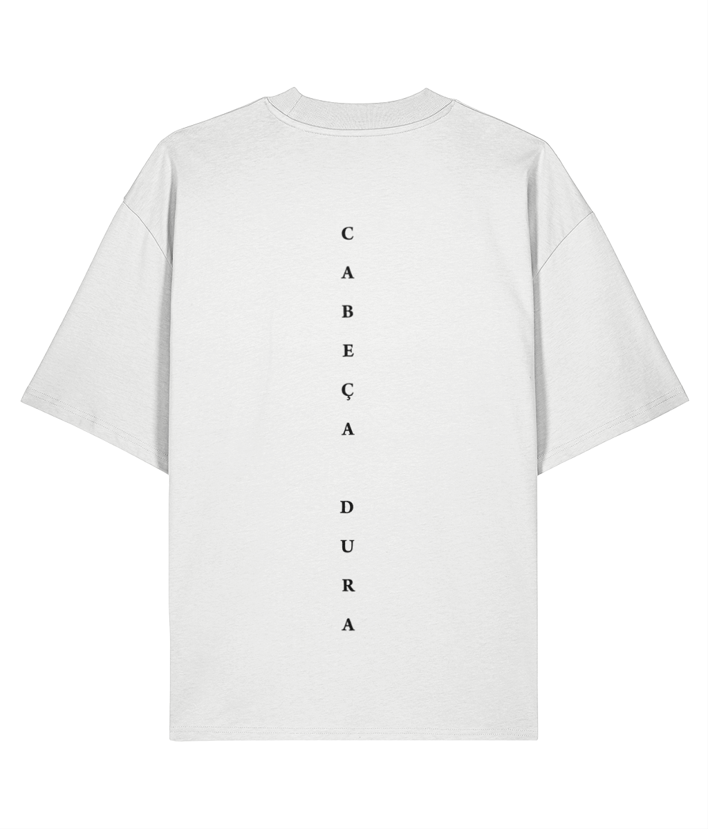 Race Till Die — White 200 GSM oversized T-shirt, back view