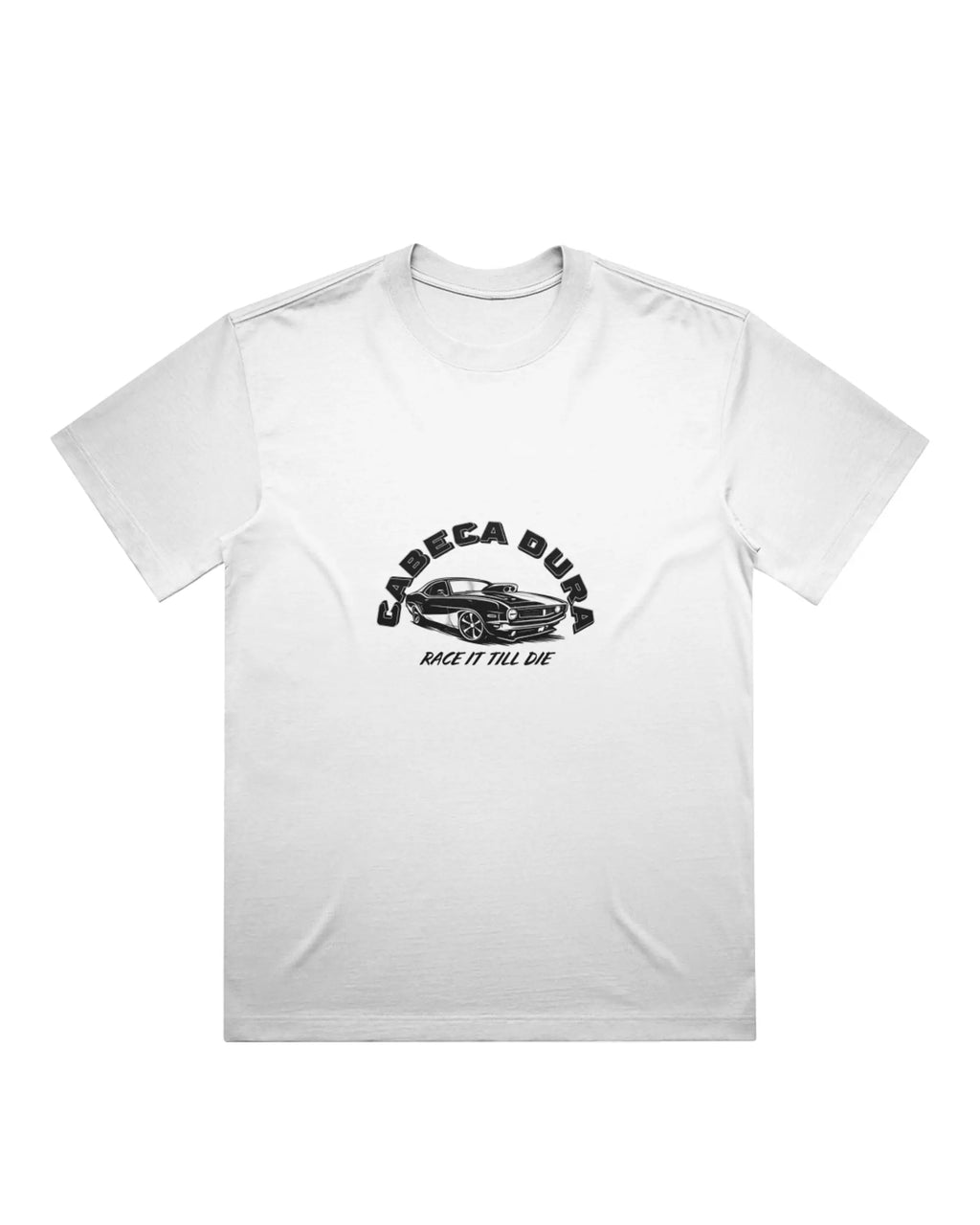 Race Till Die White T-shirt, front product view – Augusta Store