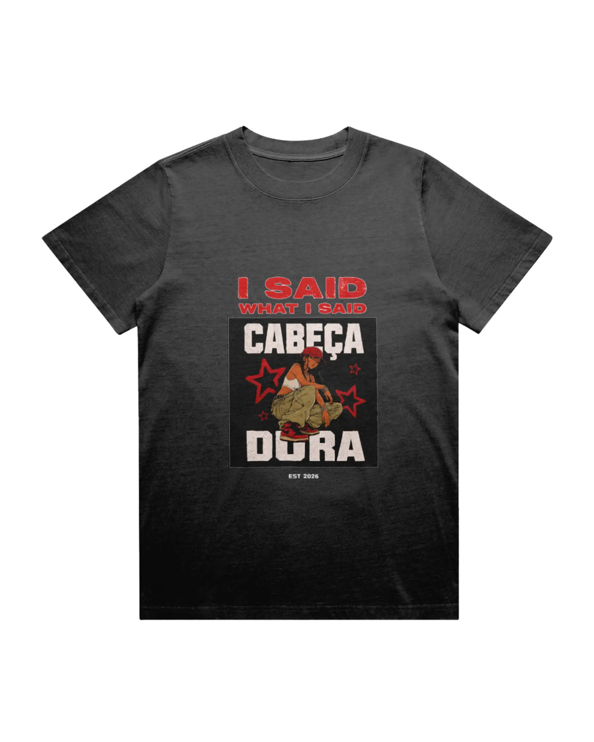 I Said What I Said Faded Black T-shirt, front product view – Augusta Store
