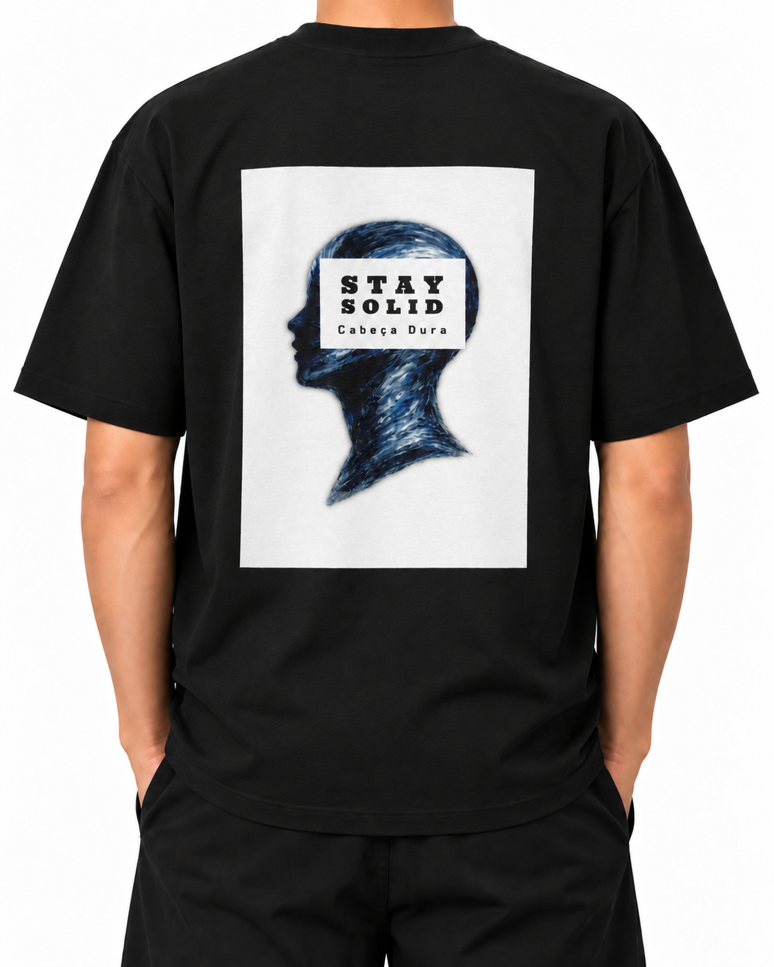 Stay Solid — Black — Stella Embroidered woman worn back on white