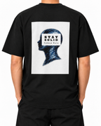 Stay Solid — Black — Stella Embroidered woman worn back on white