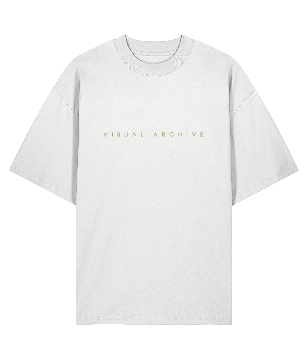 Visual Archive — White 200 GSM oversized T-shirt, front view